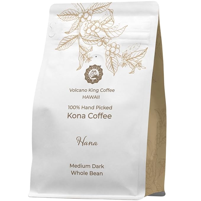 Hawaiian Kona Coffee Beans No. 1 Grade 100% Kona No Blend Medium Dark Roast Whole Bean from Our Coffee Estate in Hawaii Smooth and Low Acidity(Hana 7 oz)