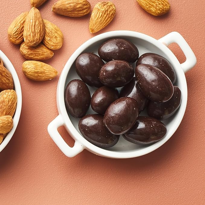 Yupik Sugar Free Dark Chocolate Almonds 2.2 lb (35.2 oz) Kosher Dark Chocolate Covered Roasted Almonds Nuts Dipped in Chocolate Source of Fiber Crunchy &amp Smooth Sugar-Free Snacks