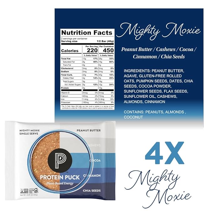 Protein Puck Plant Based Bars | Snacks with Vegan Protein | 16 Count | 3.25 oz Full Size | Gluten Free Non Dairy Kosher Certified Non GMO Premium Healthy Bars | Variety Pack