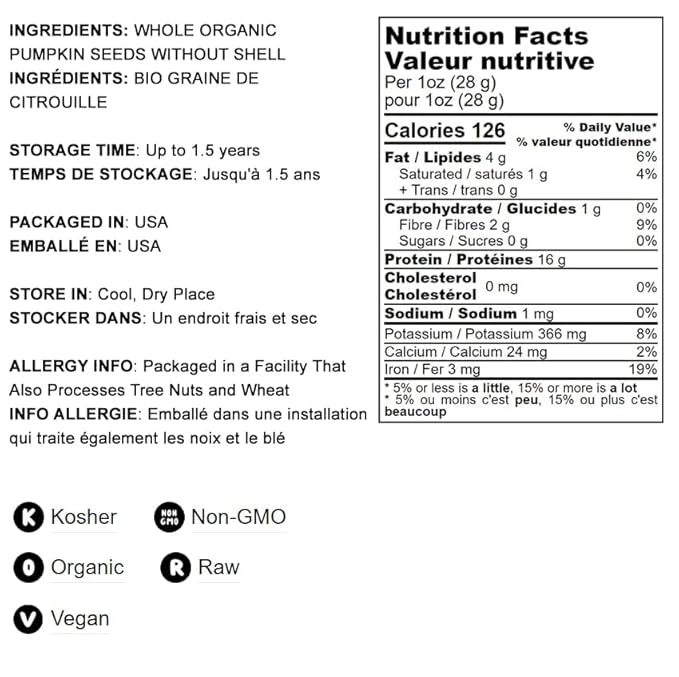 Food to Live Organic Pumpkin Seeds Protein Powder 8 Pounds – 60% Protein Non-GMO Non-Irradiated Pure Flour Kosher Vegan Superfood Bulk Great for Baking Drinks and Smoothies