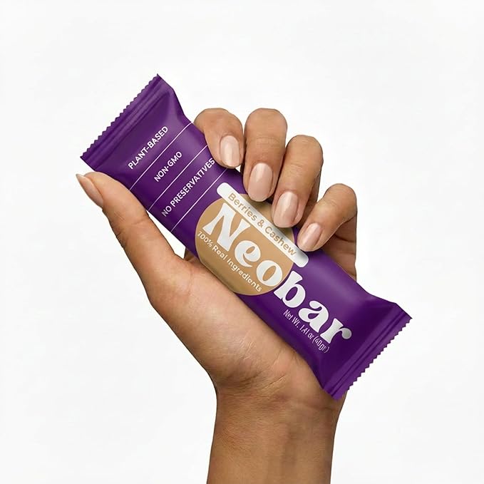 NEOBAR Fruit and Nut Bars - Plant-Based Vegan Snack Bars Gluten Free Dairy Free Snacks No Added Sugar No Preservatives Non-GMO | Berries &amp Cashew12 Count
