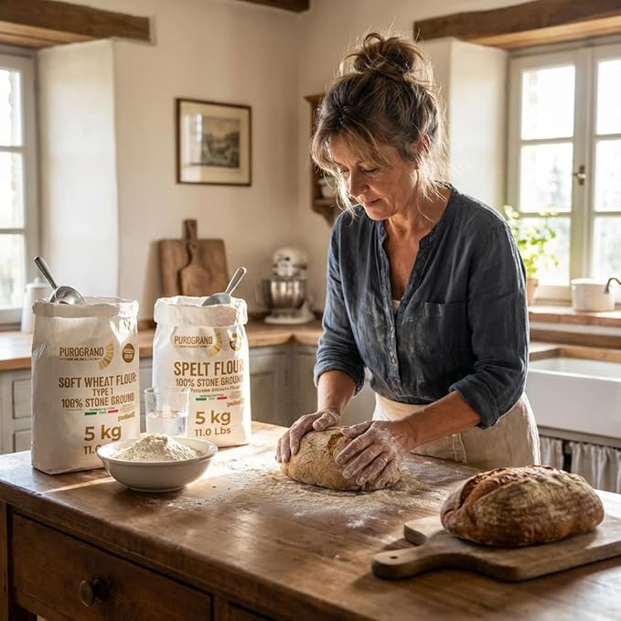 Polselli Purograno100% Stone Ground Spelt (Farro) Flour 5kg 11 lb – Ancient Whole Grain High Protein All-Purpose for Bread Pizza Pasta &amp Pastries – Imported from Italy. Unbleached unbroma