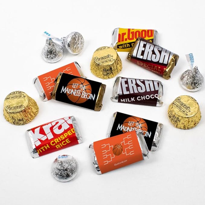 110 Pcs Basketball Party Candy Favors Chocolate Mix Let the Madness Begin (1.62 lbs Approx. 110 Pcs) - Orange