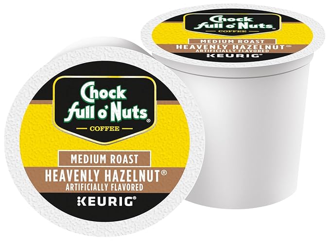 Chock Full o'Nuts Heavenly Hazelnut Coffee Compatible with K-Cup Pods 12 CT (Pack of 2)