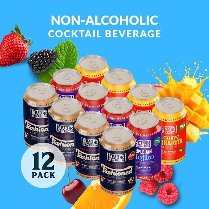 Blake’s Zero Proof Sparkling Mocktail Variety Pack – Non Alcoholic Carbonated Juice Beverage Gluten Free Cocktail-Inspired Flavors Including American Fashioned El Chavo Margarita &amp Triple Jam M