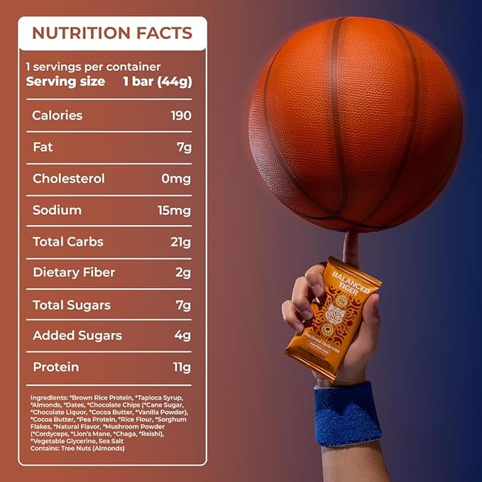 Functional Mushroom Vegan Protein Bars | Made in USA | Full Dose Lions Mane Shitake Reishi &amp Maitake Bars | Plant Protein Bars w/Adaptogens &amp Superfoods | Chocolate Chip Cookie Dough Flavor