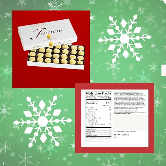 Premium Chocolates 16 Oz. Gift Box Great for Thanksgiving Christmas Gifts &amp Holiday Entertaining (Trinidads)