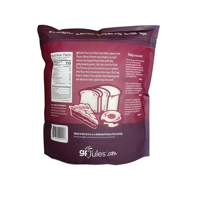 gfJules Certified Gluten Free All Purpose Flour | No Grit | Great Cup for Cup Baking Alternative to Regular Flour Voted #1 by Gluten Free &amp Celiac Consumers 4.5LB Pouch
