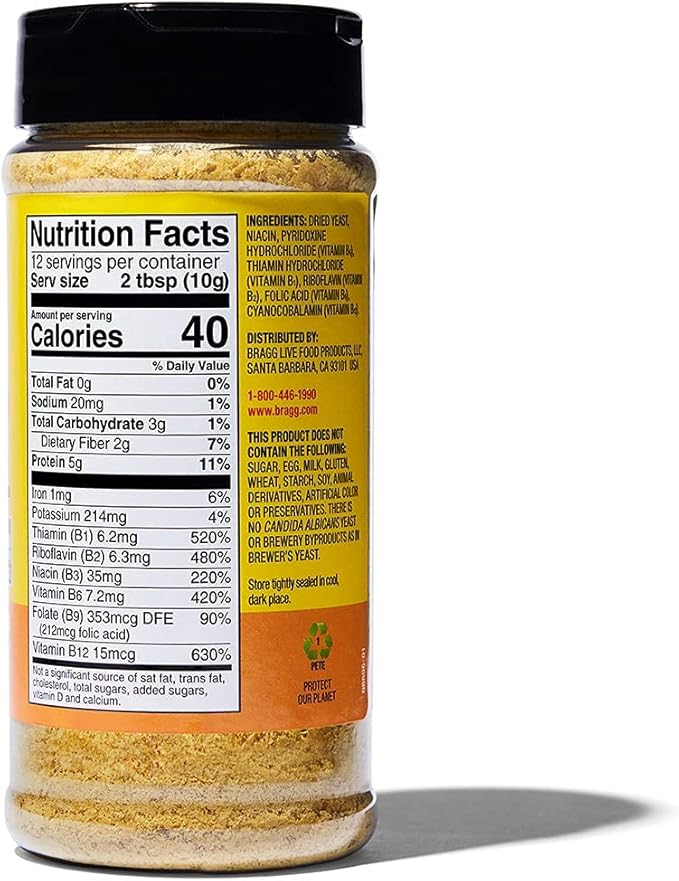 Bragg Nutritional Yeast Seasoning – Vegan Gluten Free Cheese Flakes – Good Source of Protein &amp Vitamins – Nutritious Savory Parmesan Cheese Substitute – Non GMO Verified 4.5 Ounce 4-Pack