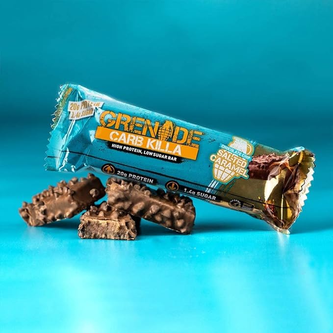 Grenade Carb Killa High Protein and Low Carb Bar 12 x 60 g - Chocolate Chip Salted Caramel