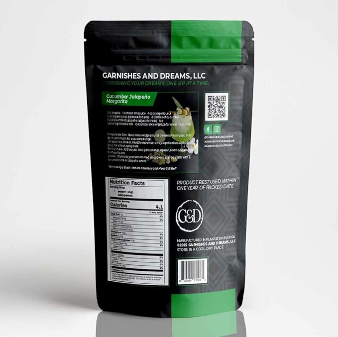 Garnishes &amp Dreams Dehydrated &amp Dried Jalapeño Halfs (7oz) – Natural Spicy Vegetable for Cocktails Mixology Culinary Garnish &amp Cooking No Sugar Added Edible Dried Jalapeño