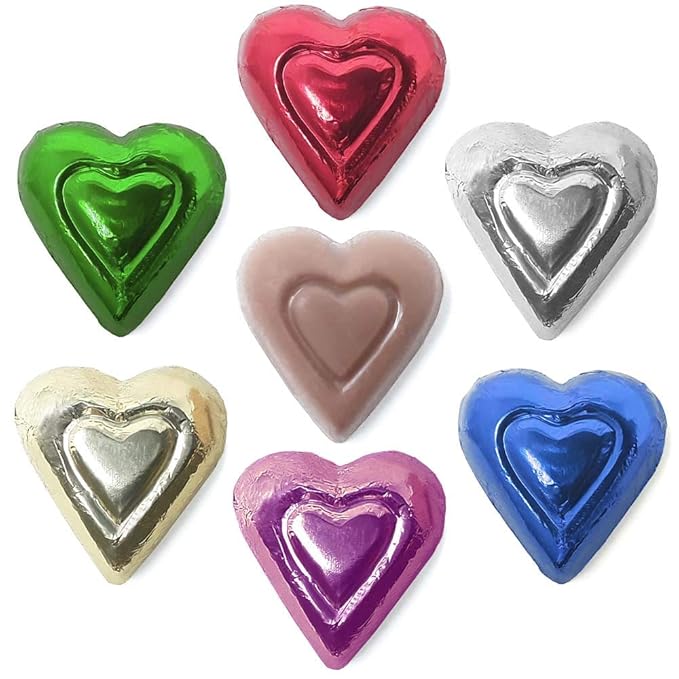 Madelaine Milk Chocolate Mini Hearts Individually Wrapped Rainbow Foil - Easter Candy Bulk for Kids Classroom Gifts &amp Treat Bags 12 oz