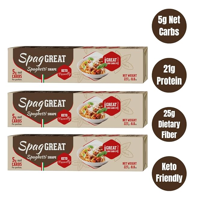 Low Carb Spaghetti High Protein Great Low Carb Bread Company 5g Net Carbs 19g Protein Keto-Friendly (3 Pack)