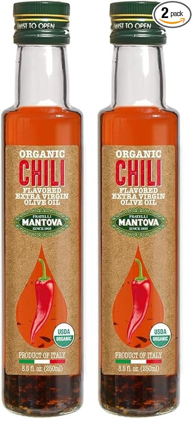 Mantova Organic Chili Flavored Extra Virgin Olive Oil 8.5 Fl Oz (Pack of 2)