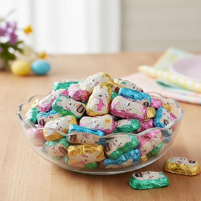Hershey Easter Bunny Candy Bulk - 95 Mini Milk Chocolate Easter Bunnies Individually Wrapped Chocolate Bulk - Easter Candy for Easter Baskets Egg Hunts &amp Party Favors - 2 Pounds