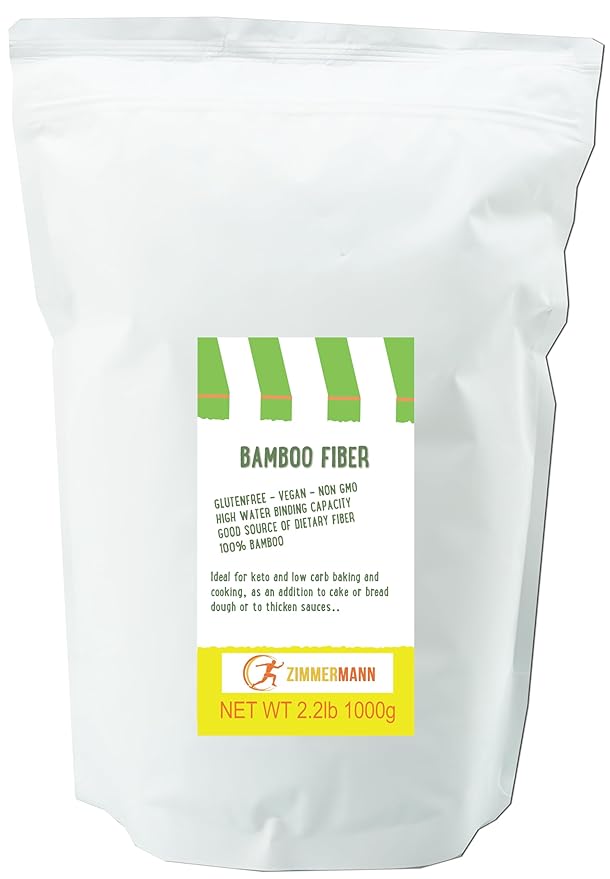 Zimmermann Bamboo Fiber 2.2lb 1000g gluten free flour Non GMO Keto Flour 100% Bamboo Keto &amp Low-Carb Baking &amp Cooking Low Calorie Flour