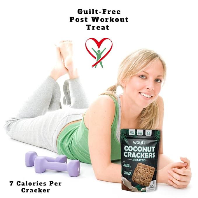 Roasted Coconut Crackers – Vegan Snack &amp Gluten Free Cracker Made with 100% Real Coconut – Organic Dairy Free Non-GMO Lightly Sweet &amp Crunchy – 2 Coconuts in Every Bag - (Pack of 5)