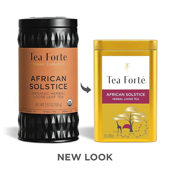Tea Forte African Solstice Premium Loose Leaf Caffeine-Free Herbal Tea Blend Canister Makes 35-50 Cups