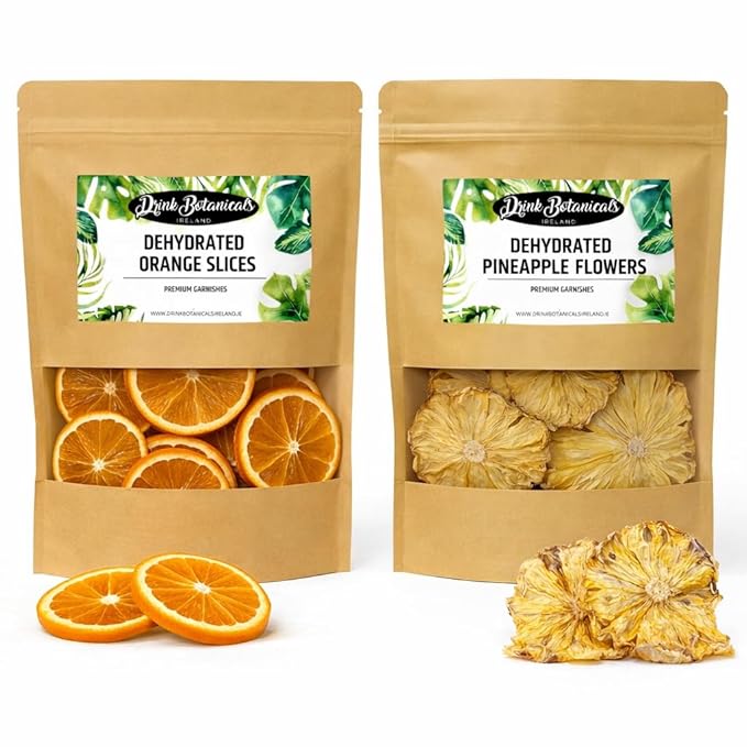 Dehydrated Dried Orange Slices (100g) &amp Dehydrated Dried Pineapple Slices Flowers (100g) For Cocktails Snacking Baking Cakes Cooking | No Added Sugar