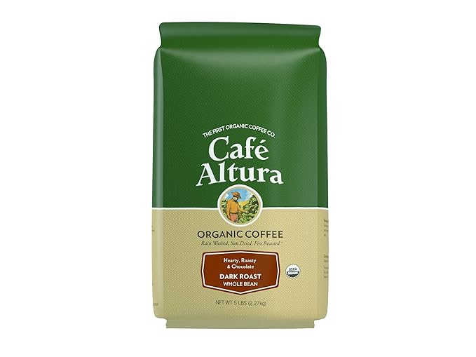Cafe Altura Whole Bean Organic Coffee Dark Roast 5 lb Bag