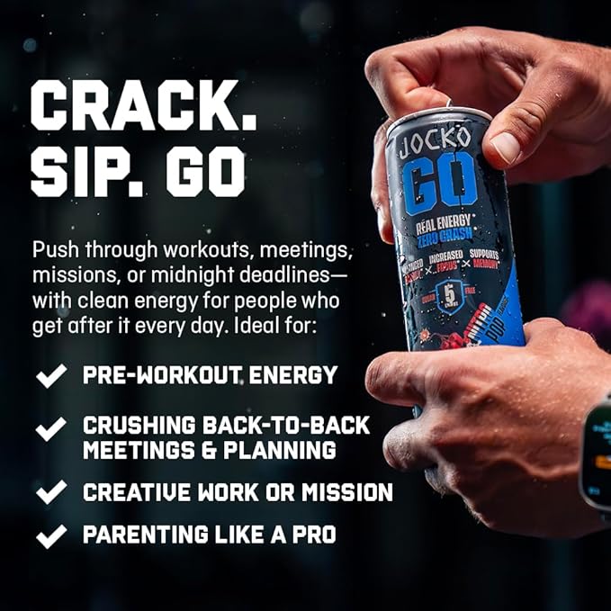 Jocko GO Energy Drink (Afterburner Orange) - Keto Vitamin B12 Vitamin B6 Electrolytes L Theanine Magnesium- Energy Boost Sugar Free Nootropic Monk Fruit Blend - 12 Pack