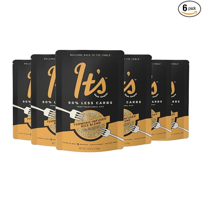 It’s That Simple Turmeric-Infused Rice Blend from It's Skinny 50% Less Carbs Certified Gluten-Free Non-GMO &amp Vegan Cooks in 5 Minutes – 5.29 oz (Pack of 6)