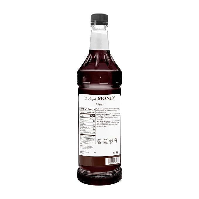 Monin Flavored Syrup Cherry 33.8-Ounce Plastic Bottle (1 liter)