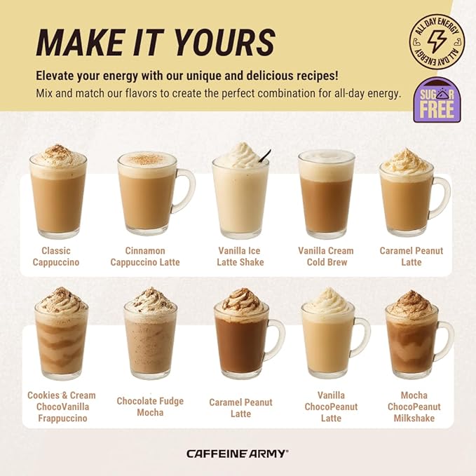 CAFFEINE ARMY Cappuccino | Functional Coffee with Collagen Peptides MCTs CoQ10 and Adaptogens: Clean Energy Supports Daily Attention No Jitters or Crash (13.4 oz 38 Servings)