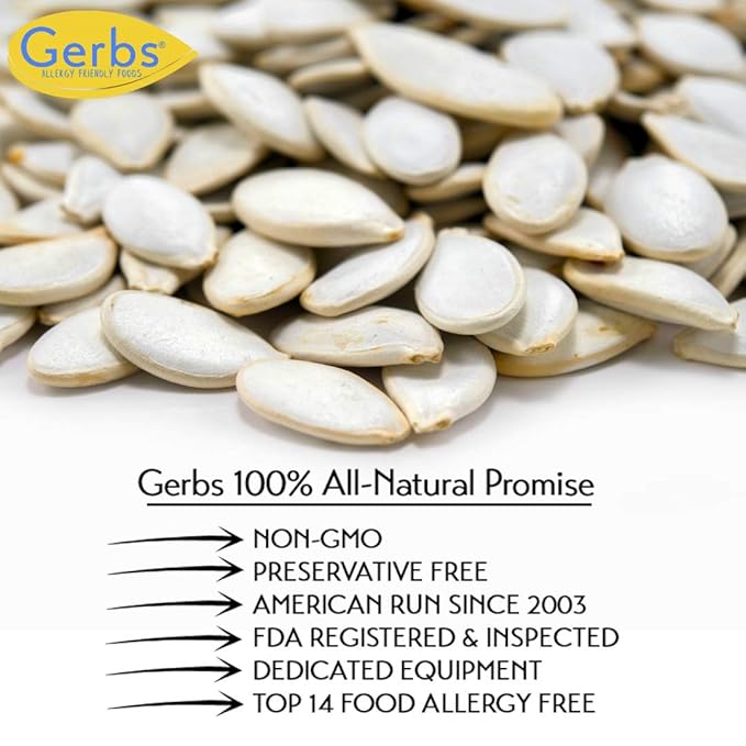 Jumbo Raw Pumpkin Seeds in Shell by Gerbs - 4 LBS - Top 11 Food Allergen Free &amp Non GMO - Vegan &amp Kosher - Premium Giant Size Whole Pepitas – COG USA