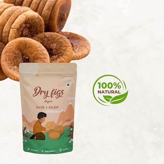 Natural Premium Dried Afghani Anjeer/Dry Figs Vacuum Pack Dried Figs Natural Rich in Iron &amp Vitamins| Fat Free Free -250 gm