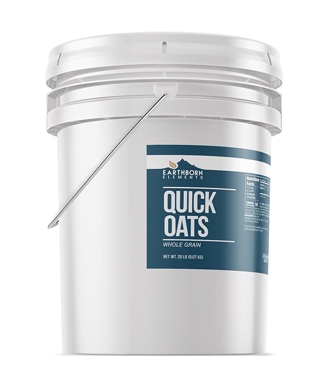 Earthborn Elements Quick Oats 5 Gallon Bucket Bulk Size Quick Breakfast Whole Grain Oats (320 Ounce)