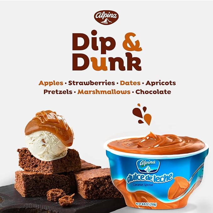 AREQUIPE ALPINA Dulce de Leche (2 PACK). Milk Caramel Sauce Dip for Apples and Desserts - Creamy Consistency as Cajeta - Great for Alfajores Obleas and Breakfast - 2 Pack x 175 oz each.