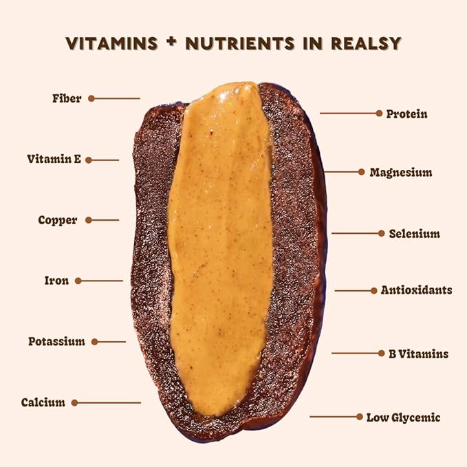 Realsy Pitted &amp Stuffed Medjool Dates Organic Dates with No Sugar Added Gluten-Free Vegan Good Source of Fiber Low Glycemic Index All Natural Healthy Snack (Peanut Butter 5 pack)