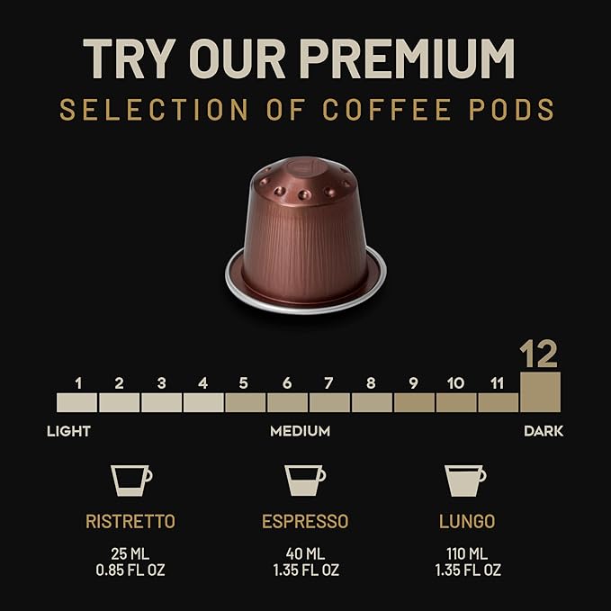 ESPRESSORO 100 USDA Organic Espresso Pods - FORTE Aluminum Capsule Compatible with Nespresso Original Lines Machines. Intensity 12 Premium Italian Expresso Coffee Capsules