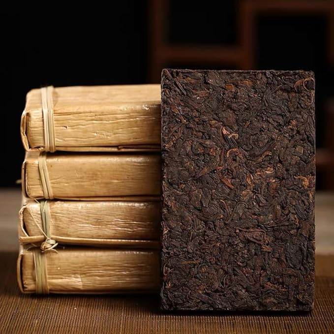 Yunnan Pu'er Tea Brick - Fermented Black Tea Since 2009 Organic Pu-erh 500g Package With Bamboo Leaves Traditional Method