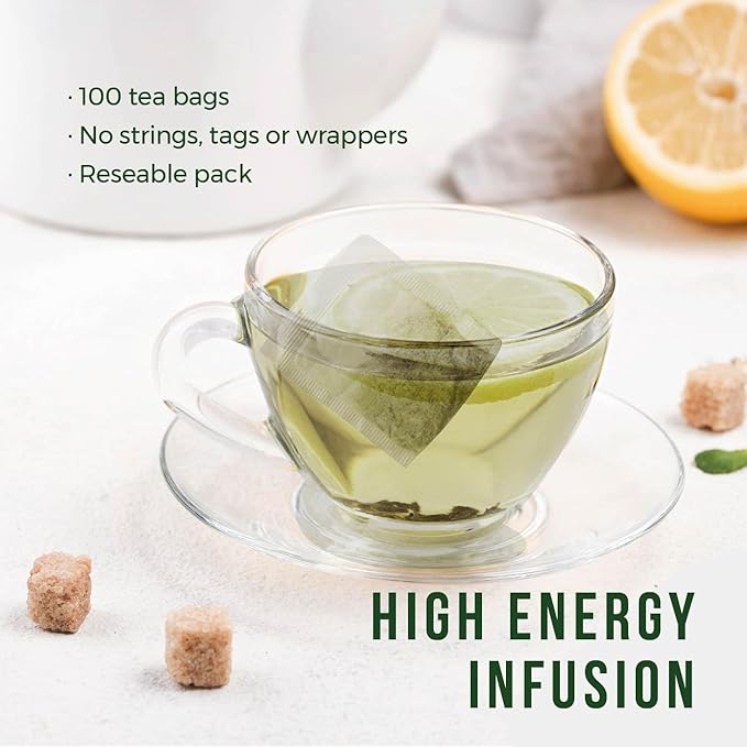 BALIBETOV Organic Unsmoked Yerba Mate Tea Bags – 100 Count Traditional Cut Clean Natural Energy Gluten-Free &amp Vegan Enjoy Hot or Cold