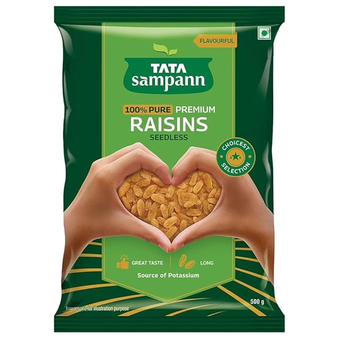 Tata Sampann Pure Seedless Raisins/Kishmish – Premium Dry Fruit Source of Potassium – 17.6 oz (500 g)