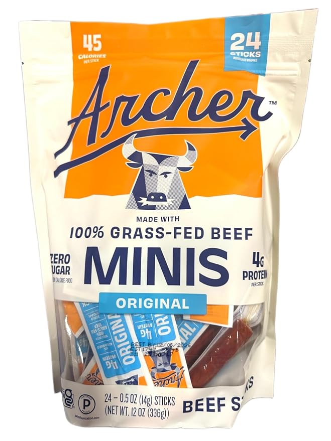 100&amp Grass-Fed Beef Sticks Minis Original 0.5oz Sticks (24 count)