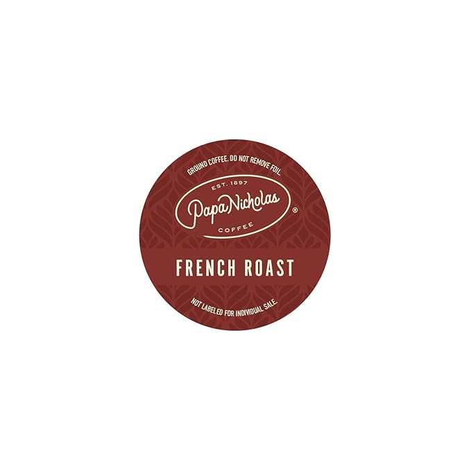 PapaNicholas Coffee Single Serve Coffee Cups Fits Keurig K Cup Brewers French Roast 12 Coffee Pods