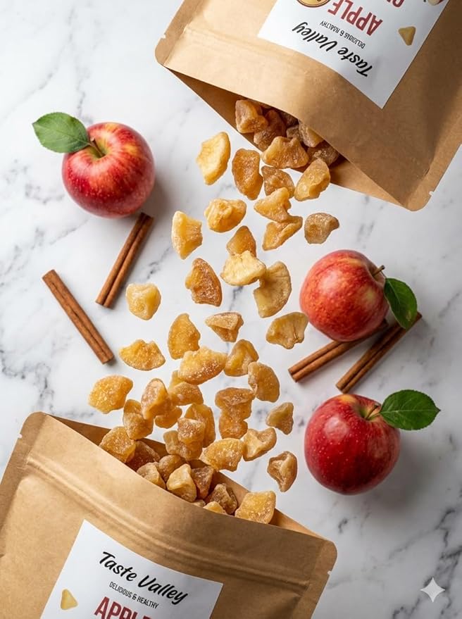 Taste Valley Dried Apple Chunks 20 oz Resealable Bag | Soft &amp Chewy Dehydrated Apples | Gluten Free | No Artificial Colors or Flavors | Kids Lunchbox Snack &amp Pantry Fruit for Trail Mix Oatme