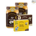 Airborne Manuka Honey Starter Pack 500g Manuka 70+ Monofloral Honey 500g Manuka 50+ Multifloral Honey 1-16-pack Manuka and Honeydew Lozenges and 1-16-pack Manuka and Lemon Lozenges