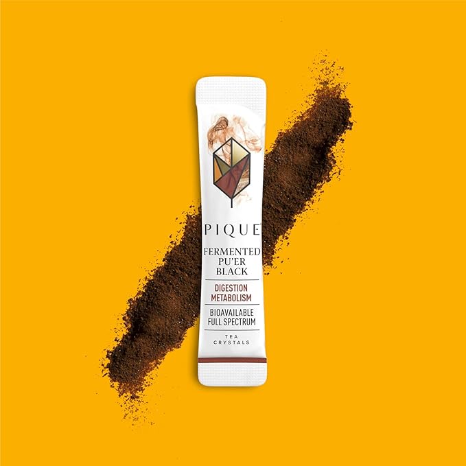 Pique Organic Fermented Black (Ripe) Pu'er Tea - Support Healthy Metabolism Digestion - 28 Single Servings (1 Pack)