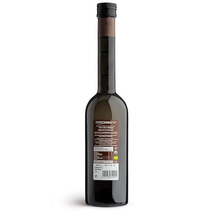 DESERT MIRACLE Cold Pressed Polyphenol Rich Moroccan Olive Oil Extra Virgin Olive Oil with High Polyphenols Organic First Cold Pressed EVOO From Morocco 17 Fl Oz