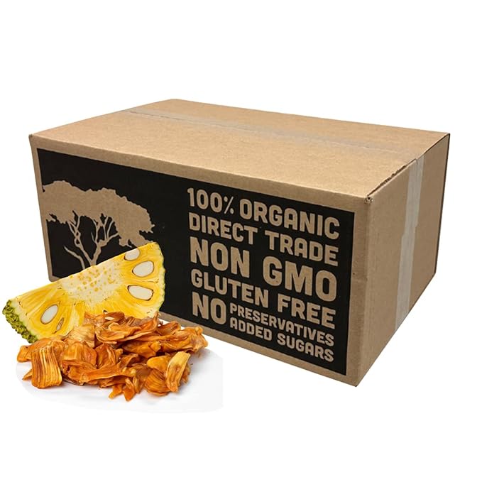 Mavuno Harvest Jackfruit Dried Fruit Snacks | Unsweetened Organic Dried Jackfruit Chips | Gluten Free Healthy Snacks for Kids and Adults | Vegan Non GMO Direct Trade | Bulk 10 Pounds