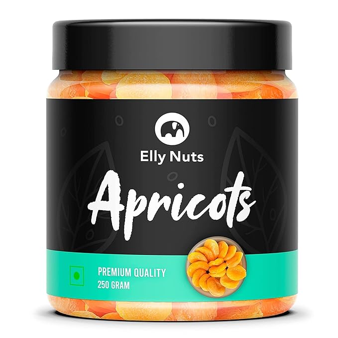 Elly Nuts Dried Apricot Dry Fruits 250 gms Dried Apricot Soft and Big Size Khumani [Jar Pack] Apricots with Jar |apricots without shell 250gms Khumani Khubani