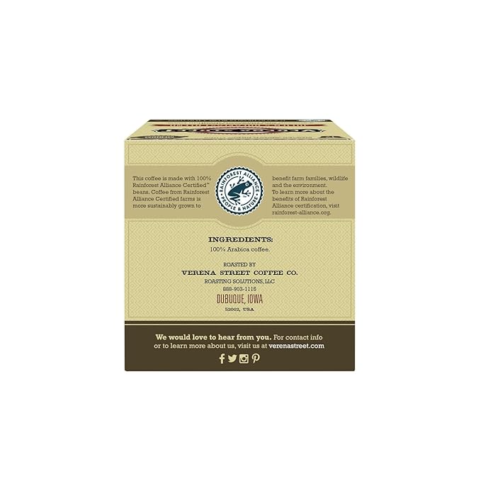 Verena Street Single Cup Pods (72 Count) Dark Roast Shot Tower Espresso Rainforest Alliance Certified Arabica Coffee