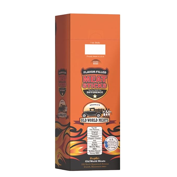 Old World Meats Meat Sticks 110 Calories Keto Low Carb 1g Sugar Fuelings 20 Pack 1 ounce sticks (Buffalo Wing Style)