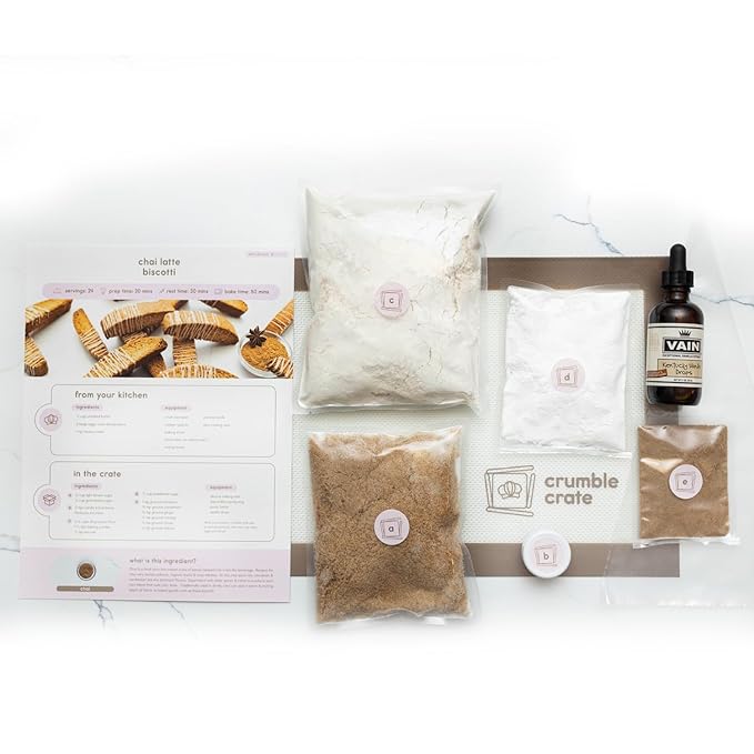 CrumbleCrate Chai Latte Biscotti DIY Baking Kit | Gourmet Biscotti Making Set for Adults | Pre-Measured Ingredients | Coffee Lover Gift