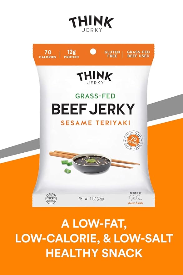 Think Jerky Bundle - Classic Beef (1.0 oz 12 Pack) &amp Sesame Teriyaki (1.0 oz 12 Pack) Jerky Bags