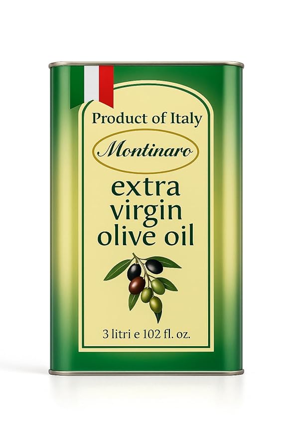 Montinaro Italian Extra Virgin Olive Oil – 3 Liter (101 fl oz) Tin – Cold-Pressed EVOO from Puglia Italy – Coratina Monovarietal Rich &amp Peppery – Best Value Large Size – Non-GMO Vegan